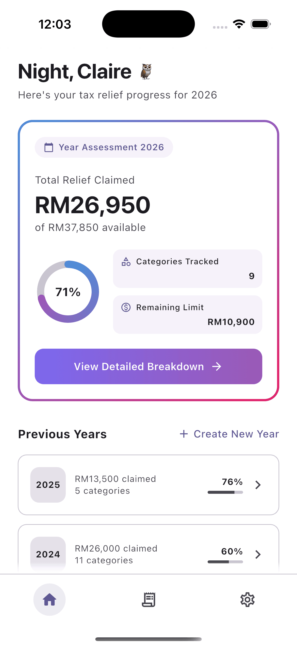 Simplest Tax Relief Tracker screenshot 2