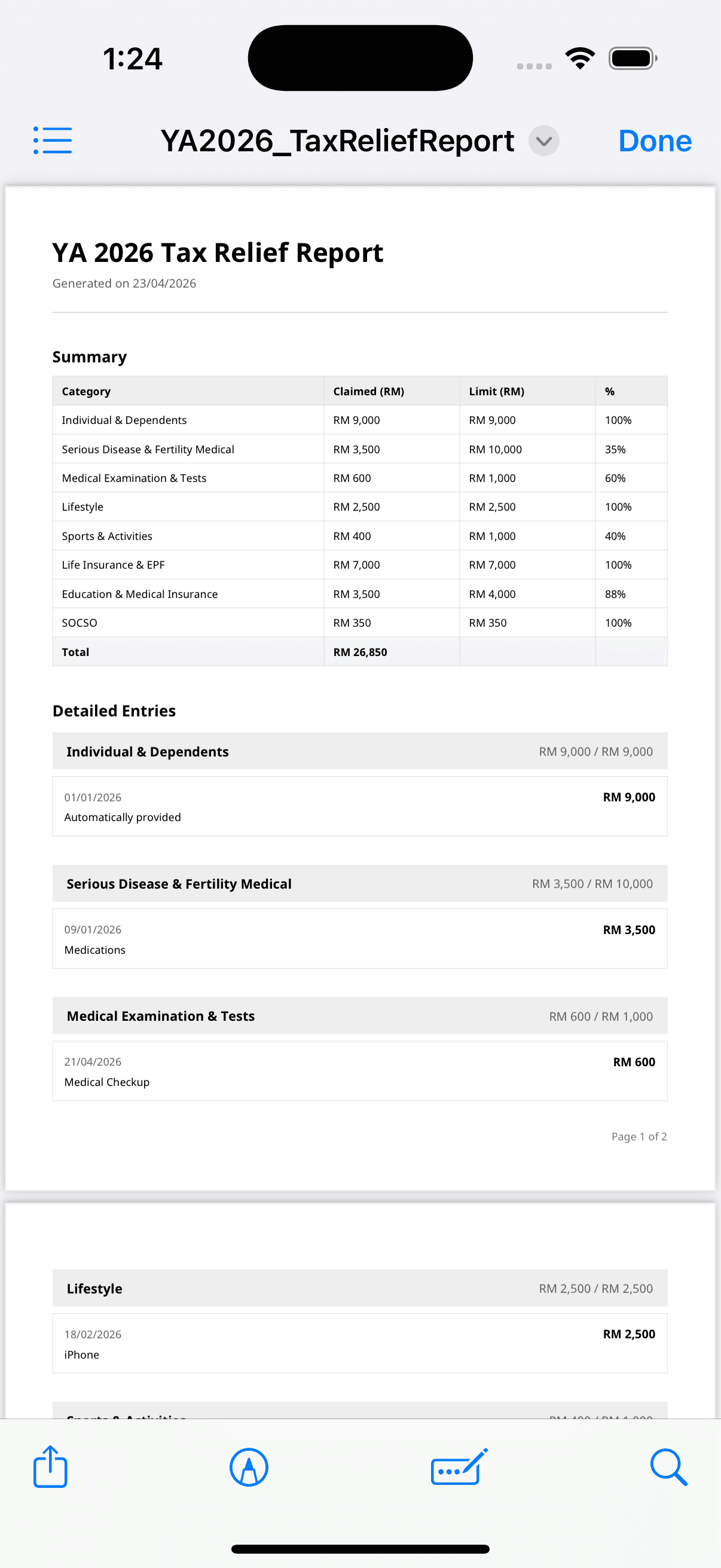 Simplest Tax Relief Tracker screenshot 5